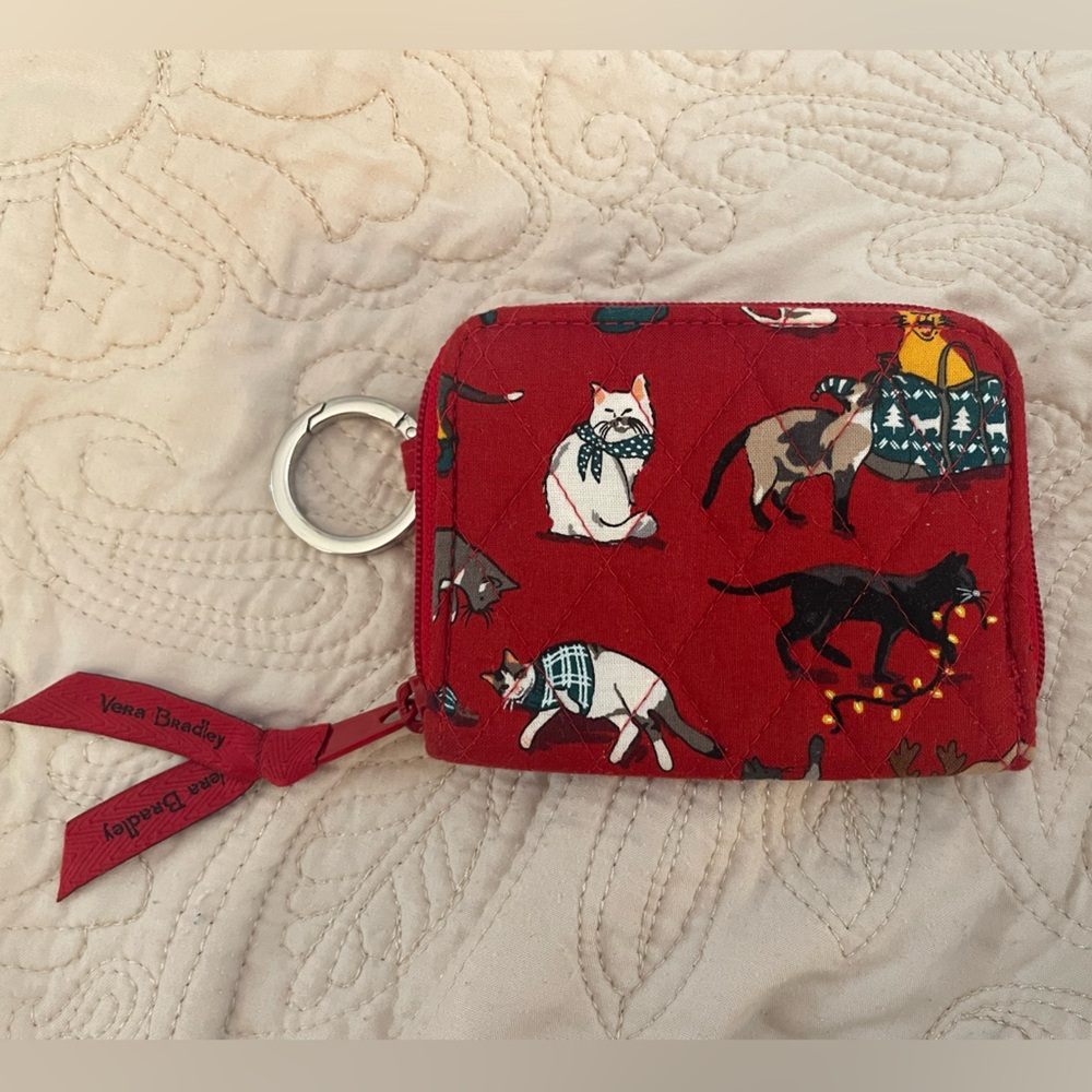 Vera Bradley Red Cat Print Coin Pouch